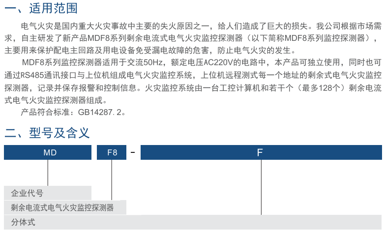 MDF8系列剩余電流式災(zāi)監(jiān)控探測(cè)器